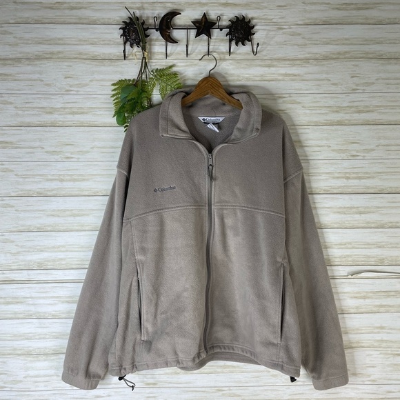 Columbia Taupe Tan Full Zip Fleece Jacket - Picture 2 of 6